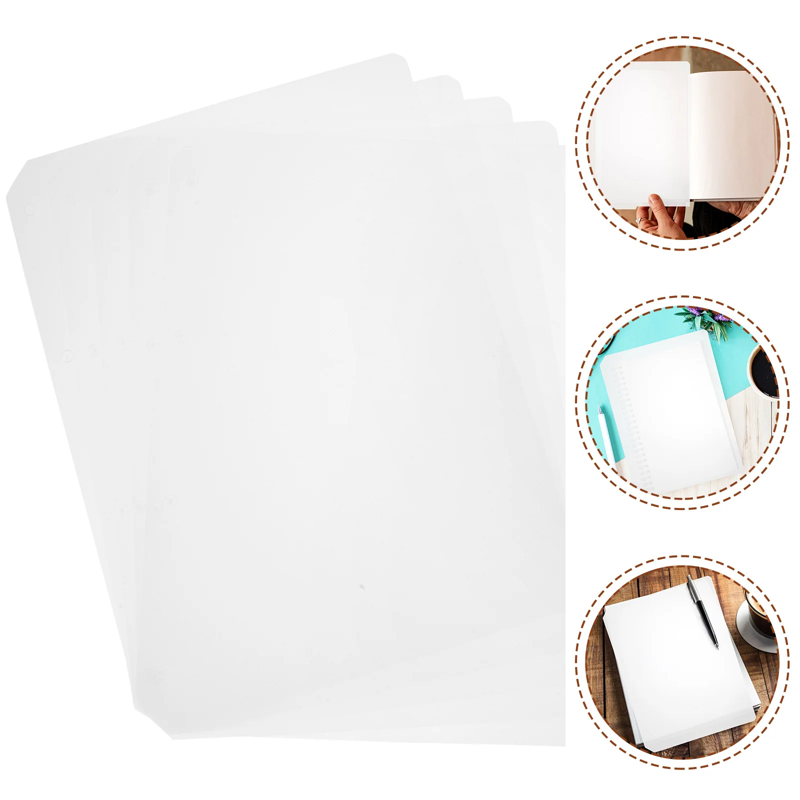 5pcs A4 Divider Transparent Pp Binder Dividers Hard Tabs For Notebooks Reports Journals Index Separators Detachable Notebook