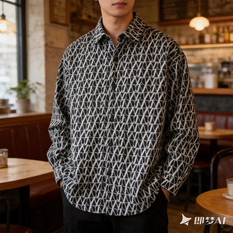 

New Spring Autumn Men's Shirt Jacket Long Sleeve Trendy Stylish Loose Hong Kong Style Casual Tops Fashion Male Outwear