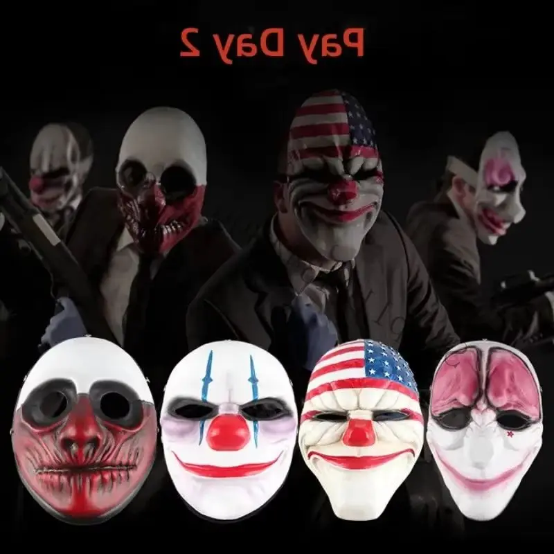 Steam Game Pay Day 2 Pvc Mask Cosplay Scary Clown Dallas Wolf Graffiti Helmet Halloween Masquerade Party Costume Prop Prank CMM