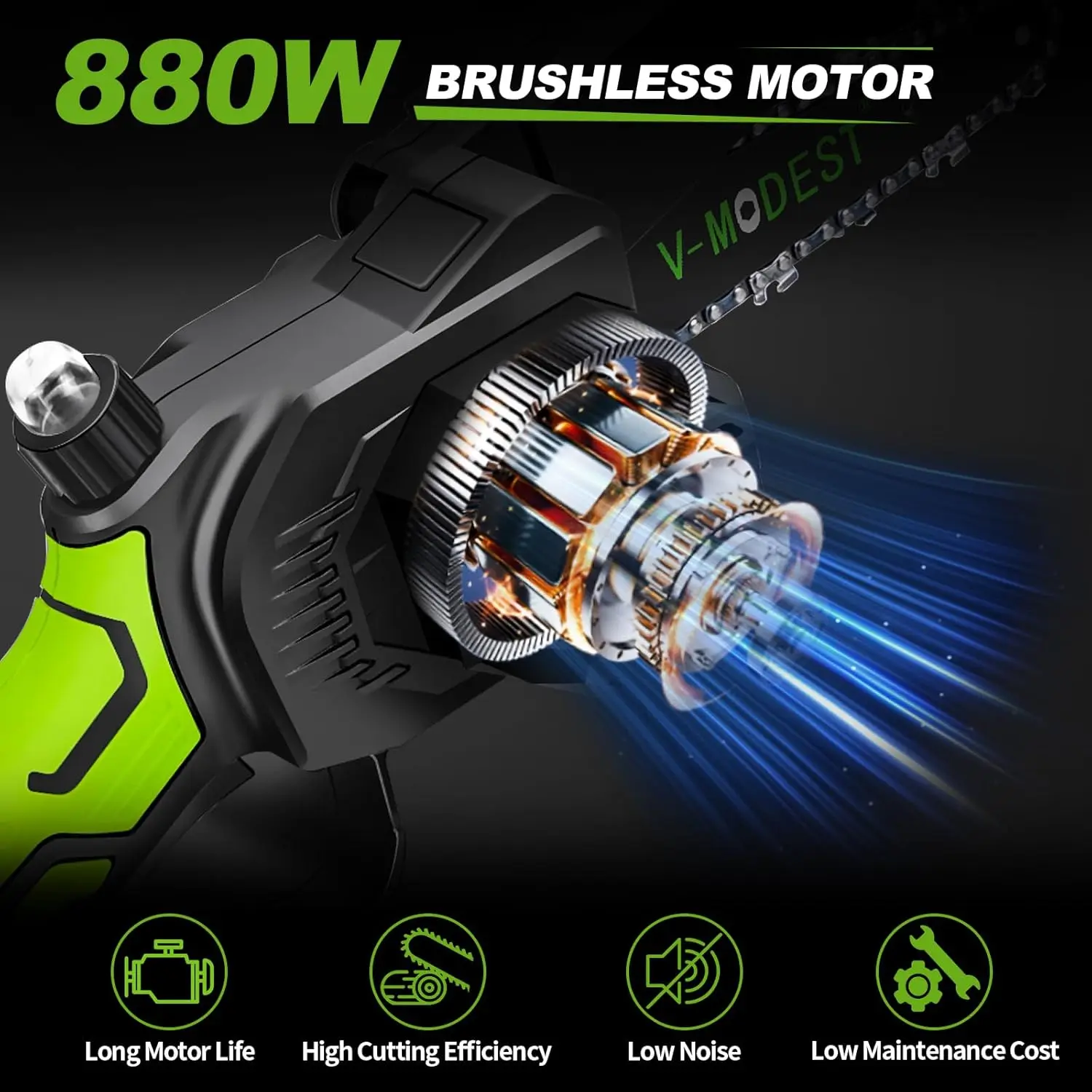 Serra de poste sem fio 2 em 1, 8 polegadas e 6 polegadas, 2*4.0Ah, serras de poste alimentadas por bateria para aparar árvores, pol rotativo elétrico sem escova