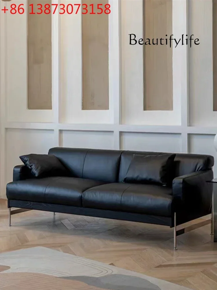 Mid-Ancient Classic Square Sofa Living Room and Hotel High-Grade Three-Seat Straight-Row Sofa