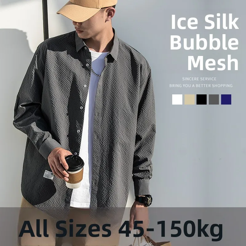 

Повседневная мужская свободная посадка Bubble irt, тонкая, большого размера, летняя длинная све irt Ice Sensation Flat Iron Treaent, молодежный тренд