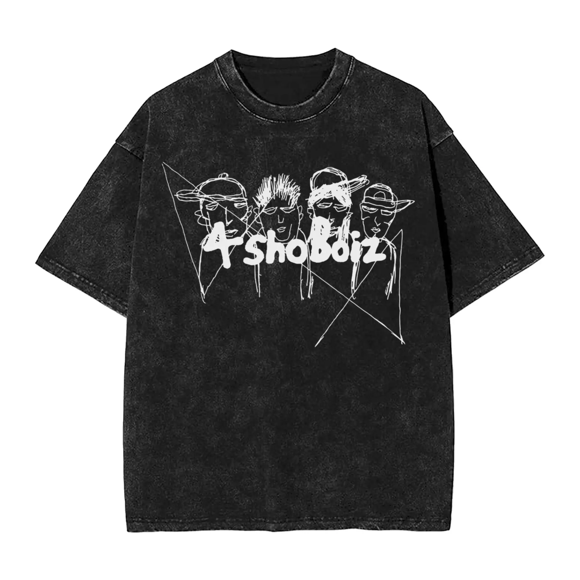 Lngshots Logo White Ver Washed T Shirt Streetwear Hip Hop Vintage T-Shirt  Tees Tops Men Women 100% Cotton Oversize Printed