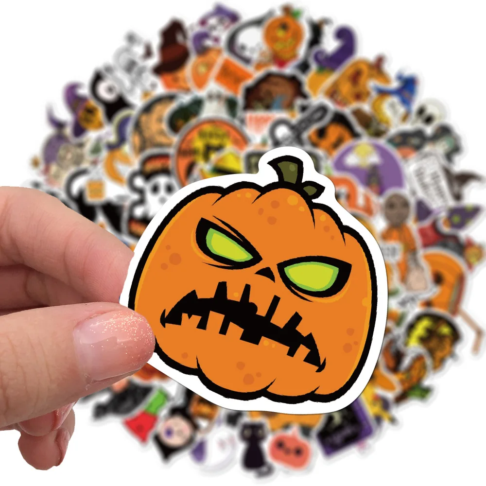 10/50/100pcs Funny Halloween Ghost Pumpkin Stickers Horror Decals Decoration Sticker Wall Skateboard Phone RefrigeratorToy