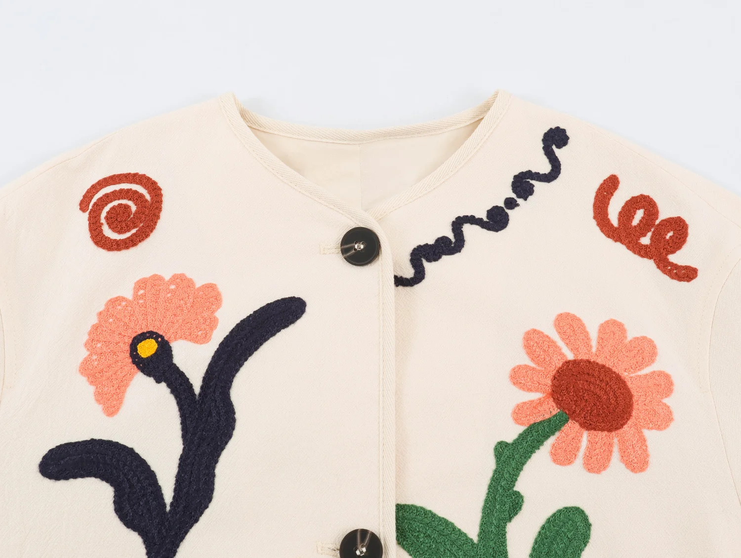 TFMLN Schicke Herbst-Damenjacke mit Blumenstickerei, Streetwear, Taschen, Einreihig, Locker Geschnitten, Lässige Damen-Oberbekleidung 2026 – Detail 11