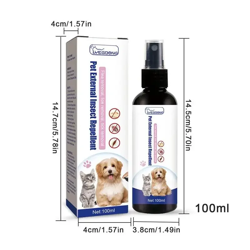 100ml Pet Dog Cat Anti Flea Drops Insectcide Flea Lice Insect Safe for Home and Cats Dogs Prevent Ticks