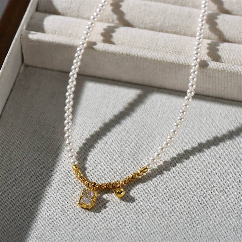 Catena per clavicola con ciondolo zircone perla vintage squisita da 3 mm per gioielli da donna eleganti con collana tutto-fiammifero