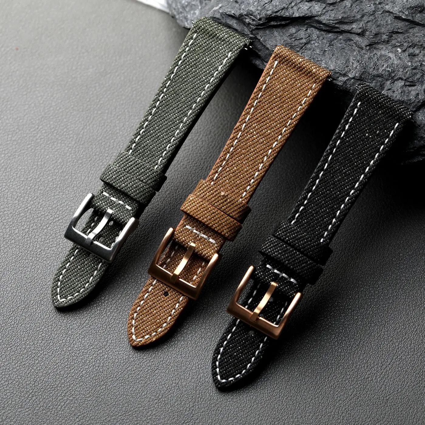 High end denim strap with leather fit, 18 19 20 21 22MM, blue black brown green, quick release, soft and durable bracelet
