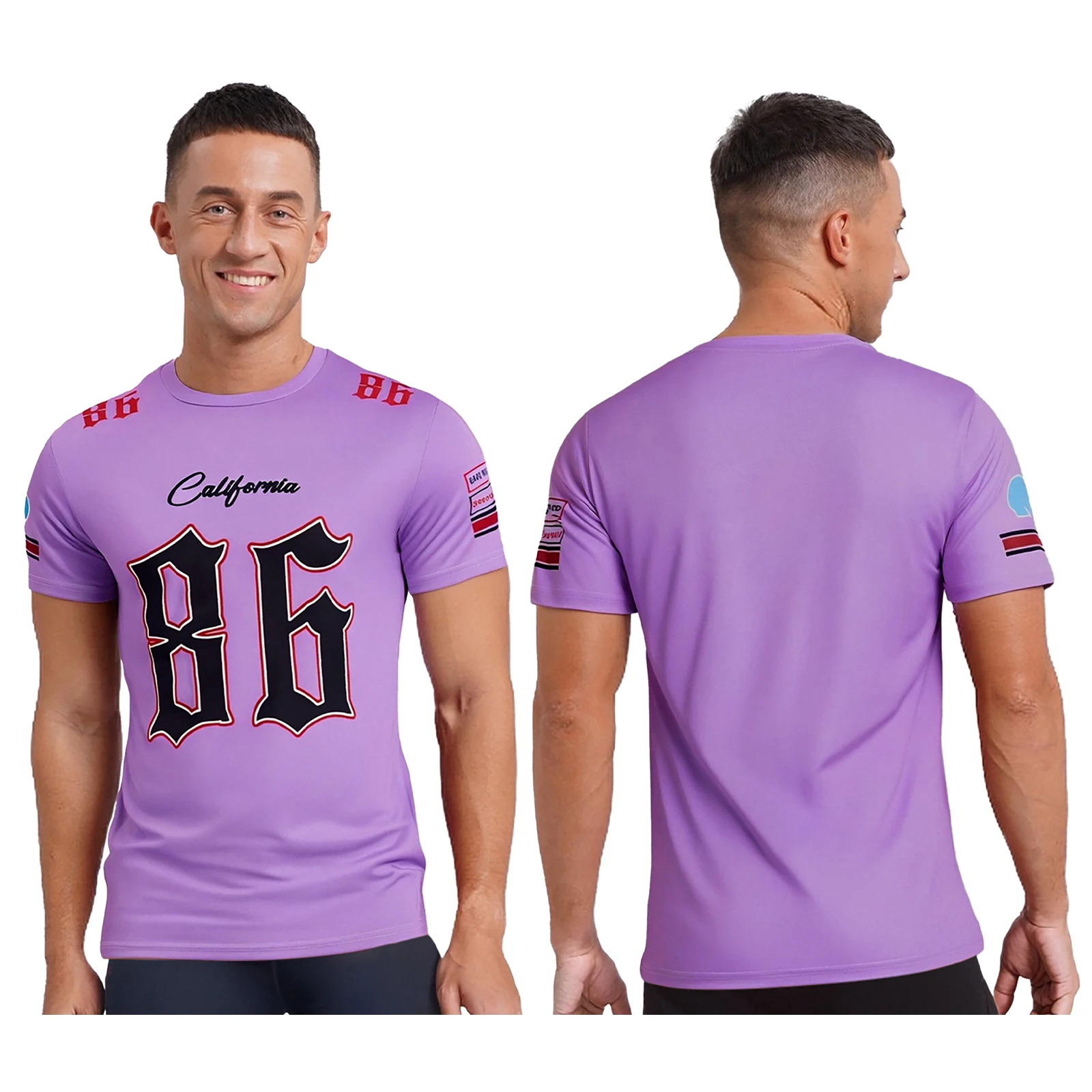 Mens Sports Workout Running Gym Tops Basketball Jersey Graphic Rugby Athletic Top Short Sleeve Quick-drying Breathable T-shirt