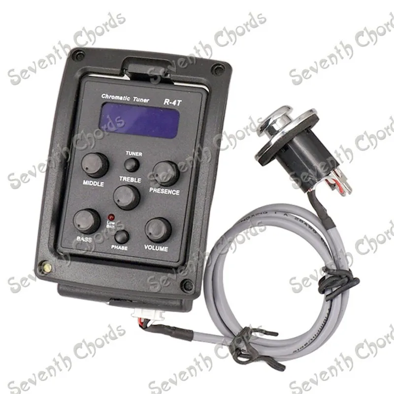 Preamp de guitarra acústica com sintonizador LCD Equalizador de EQ Pickup Piezo Acessórios de guitarra 4 Band Set