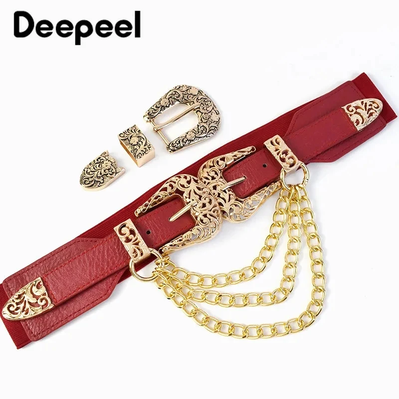 Deeweel 1Set 25mm Retro diukir Unisex gesper sabuk Pin logam gesper kepala kerajinan kulit dekoratif Band Loop aksesoris perangkat keras