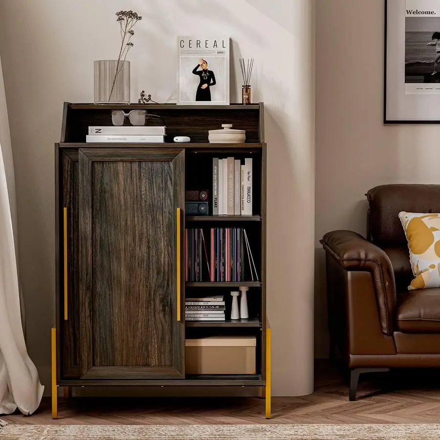 Storage Cabinet, Buffet Sideboard with Sliding Doors and Adjustable Shelf, Shoe Rack for Entryway, Sideboard Cabinet Accent Cabi