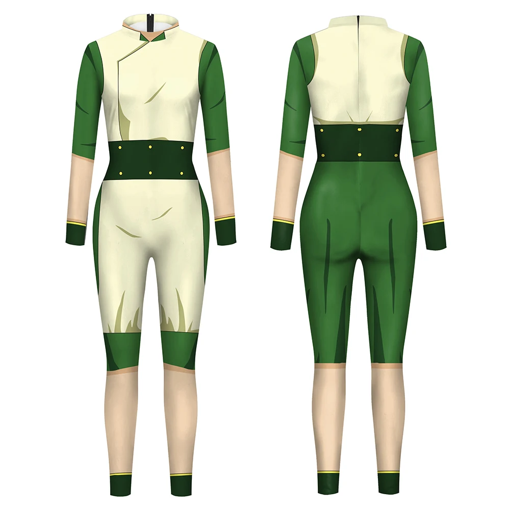 Anime Avatar:the Last Airbender Jumpsuit Toph Beifong Cosplay Costume Halloween Bodysuit Cartoon Role Catsuit Skinny Outfit