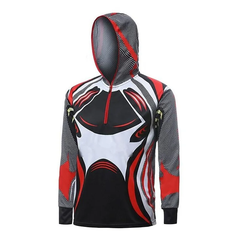 Long Sleeve Anti-UV Comfortable Men's Sublimation Fishing Hoodie High-Quality Round Neck Printing Fishing Clothing