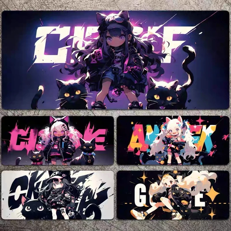 

Game player mouse pad girl and cat creation super big mousepads boy and girl dormitory animation computer laptop desk mat