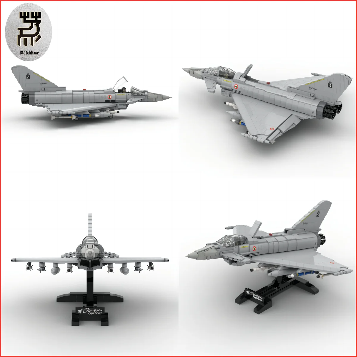 1371PCS Custom MOC EF-2000 Multipurpose Typhoon Eurofighter Building Blocks DIY Assemble Model Toy Brick New Year Holiday Gifts