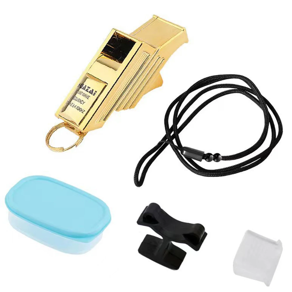 Loud Crisp Sound Whistles Ball-Less Emergency Whistle with Rope Mouthguard Plastic Whistle for Referees Competition Training