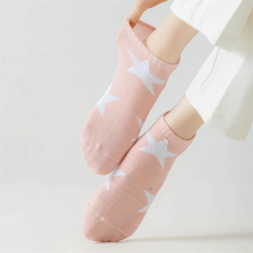 

10Pairs Casual Summer Y2K Star Short Socks Cotton Elastic Boat Socks Breathable Hosiery Invisible Socks Women