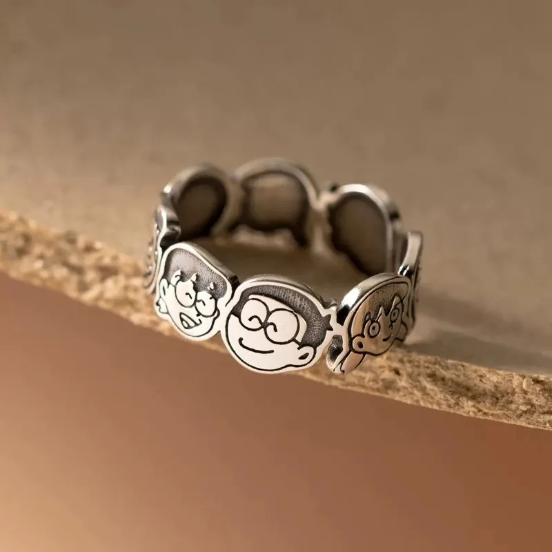 Kawaii Doraemon Rings Jewelry for Women Man Cartoon Couple Rings Anime Nobita Nobi Ring Jewelry for Index Finger Birthday Gifts