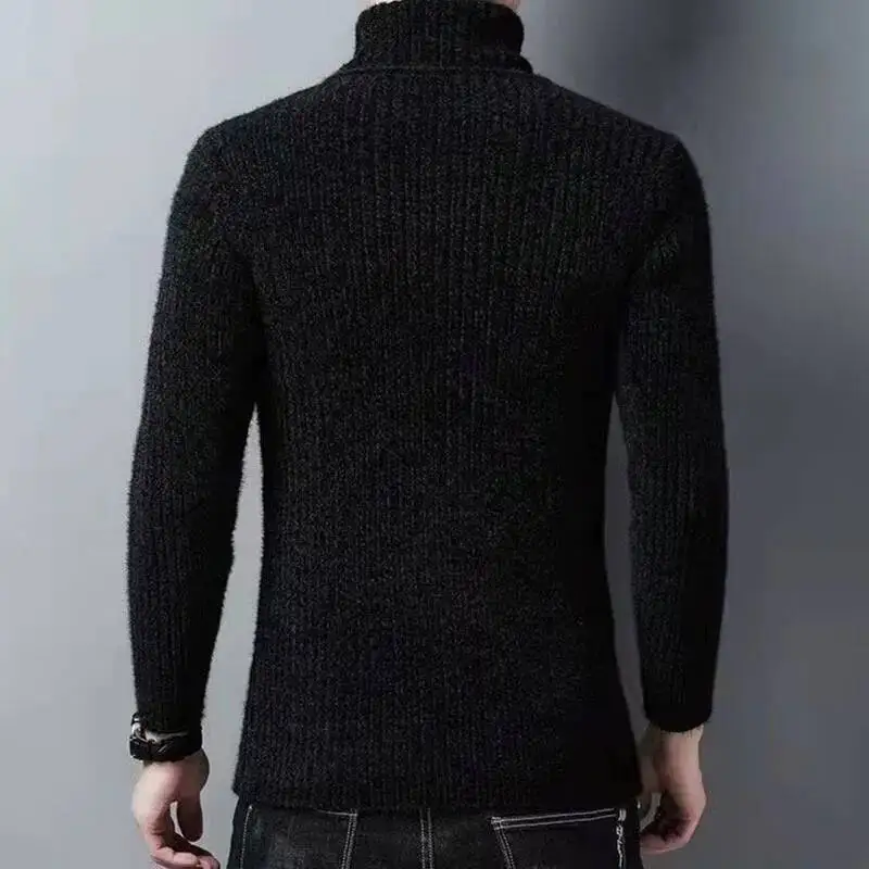 

Trend Fashion Autumn Winter Sweaters Men Solid Turtleneck Mink Cashmere Thicken Smart Casual Long Sleeve Pullovers Knitted Tops