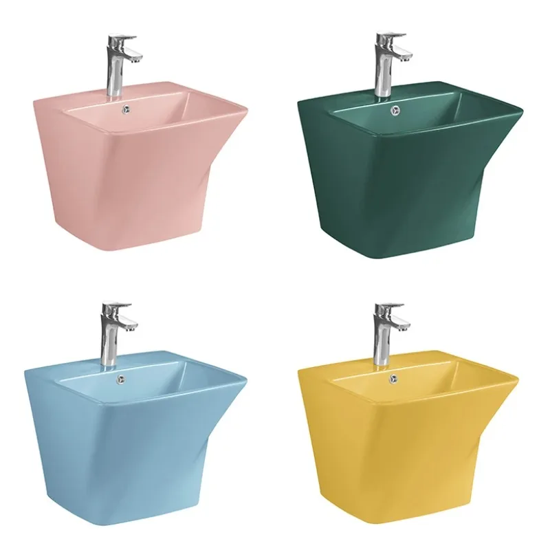 

Rectangle Pink Bathroom Sink Hanging Washbasin Washbasin Wall Hanging