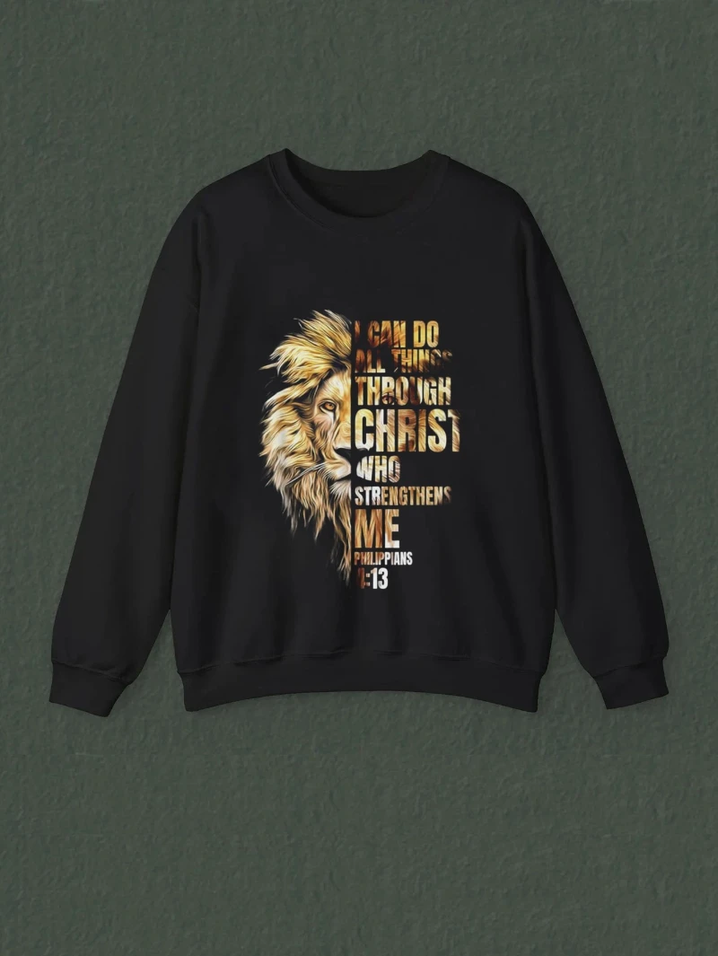 

Mens Christian Faith Sweatshirt Black Religious Pullover 2025 Autumn and Winter Round-neck Hoodie Is for Both Men and Women Top