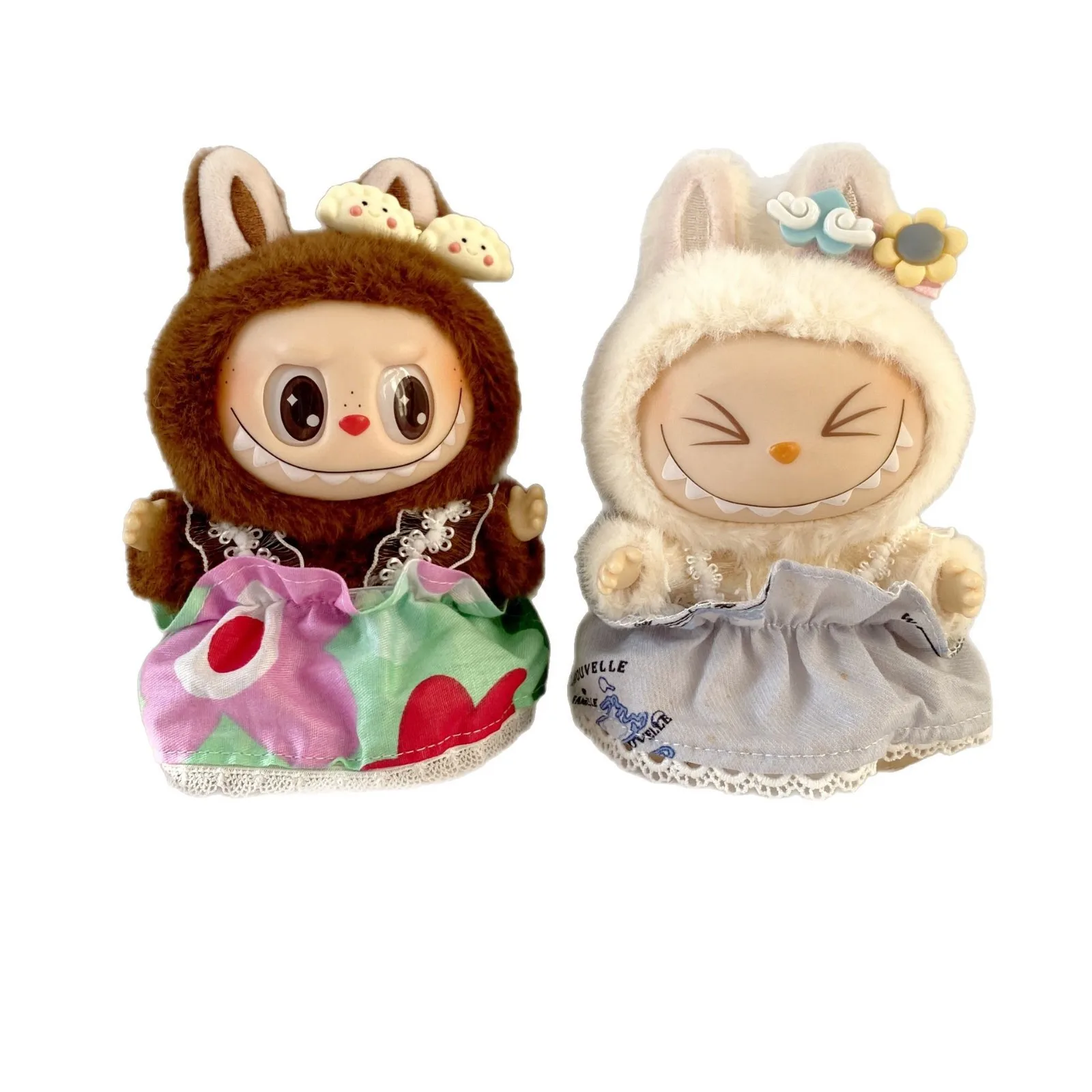 

Labubu 2nd Gen Macaron Party 17CM Labubu Generation 1 and 2 Labubu Doll Pendant Keychain Angel Wing Skirt Replacement Doll Cloth