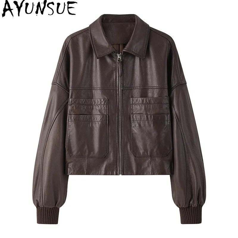 AYUNSUE veste en cuir véritable femmes printemps automne vêtements 100% peau De mouton femmes manteaux 2025 tannage végétal Jaqueta De Couro