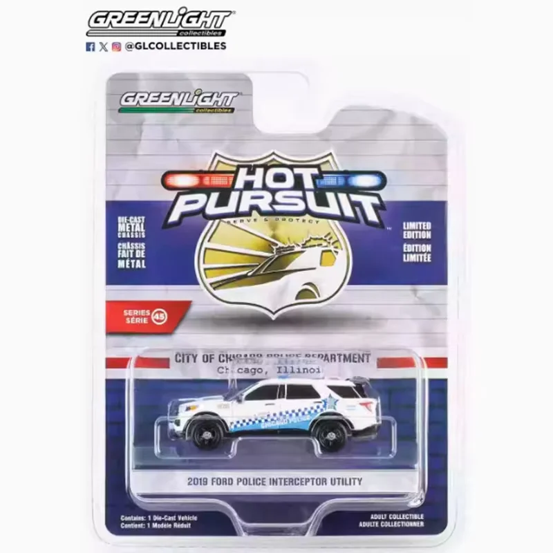 

Модель автомобиля Greenlight 1:64, полицейский интерцептор 2019 года, из сплава, классическая, для взрослых, сувенир, подарок, статическая модель для демонстрации