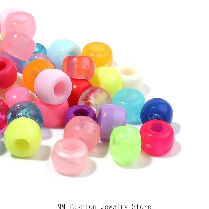 D0UB 200 個ダークアクリルヘアビーズ子供女の子三つ編みラウンドとカラフルな編みビーズアクセサリー