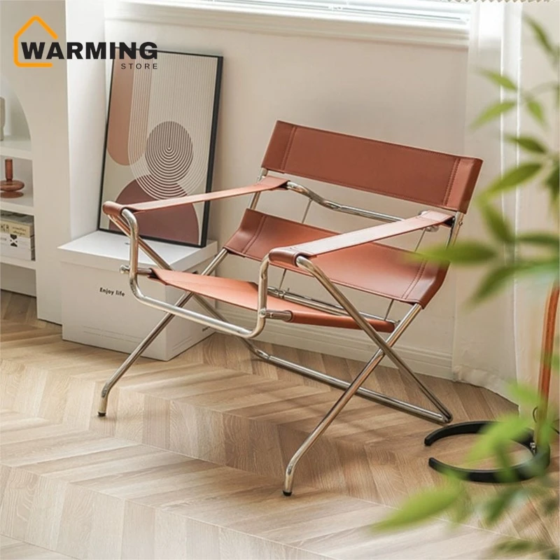 Warming Vasily Lounge Chair Nordic Single Sofa Chair Antique Saddle Chair Photo Taking And Check-in Casual Folding Chair Hot New