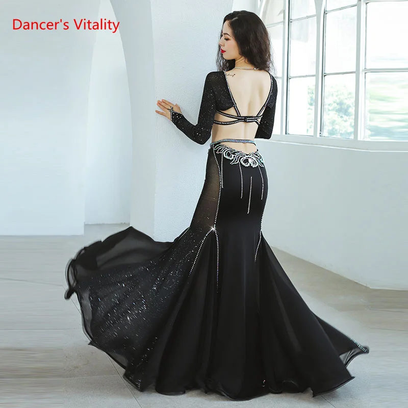 Belly Dance Professional Compeitition Suit for Women Bellydancing Bra+Fishtail Skirt 2pcs High-End Custom Oriental Dance Outfit