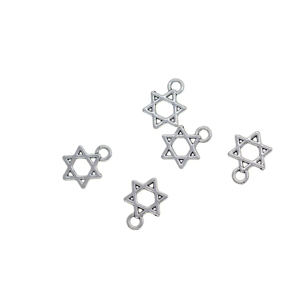 200 Pieces Jewelry Pendant Crafts Silver Hollow Hexagon Making - 0.59 X 0.40 Inch