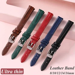 8mm 10mm 12mm 14mm 16mm Soft Leather Watch Bands Slim Leather Bracelet Womens Fashion Watchband Wristwatches Ultra-Thin Strap