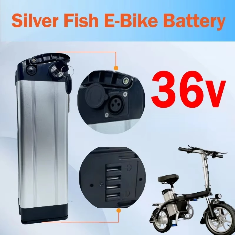 36V20Ah-70Ah 18650 Battery with Anti-theft Lock, 500W, Bottom Discharge Function, Used for Silver Fish Folding Bicycle Battery