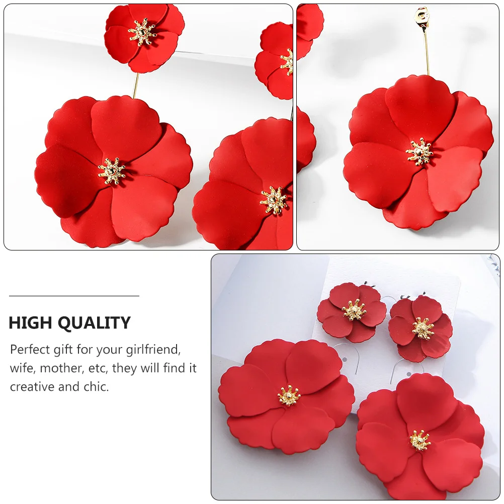 

Flower Pendant Earrings Decorative Ear Accessory Jewelry Gift Stud Metal Alloy Shaped Earstud Woman Trendy Chic Creative Design