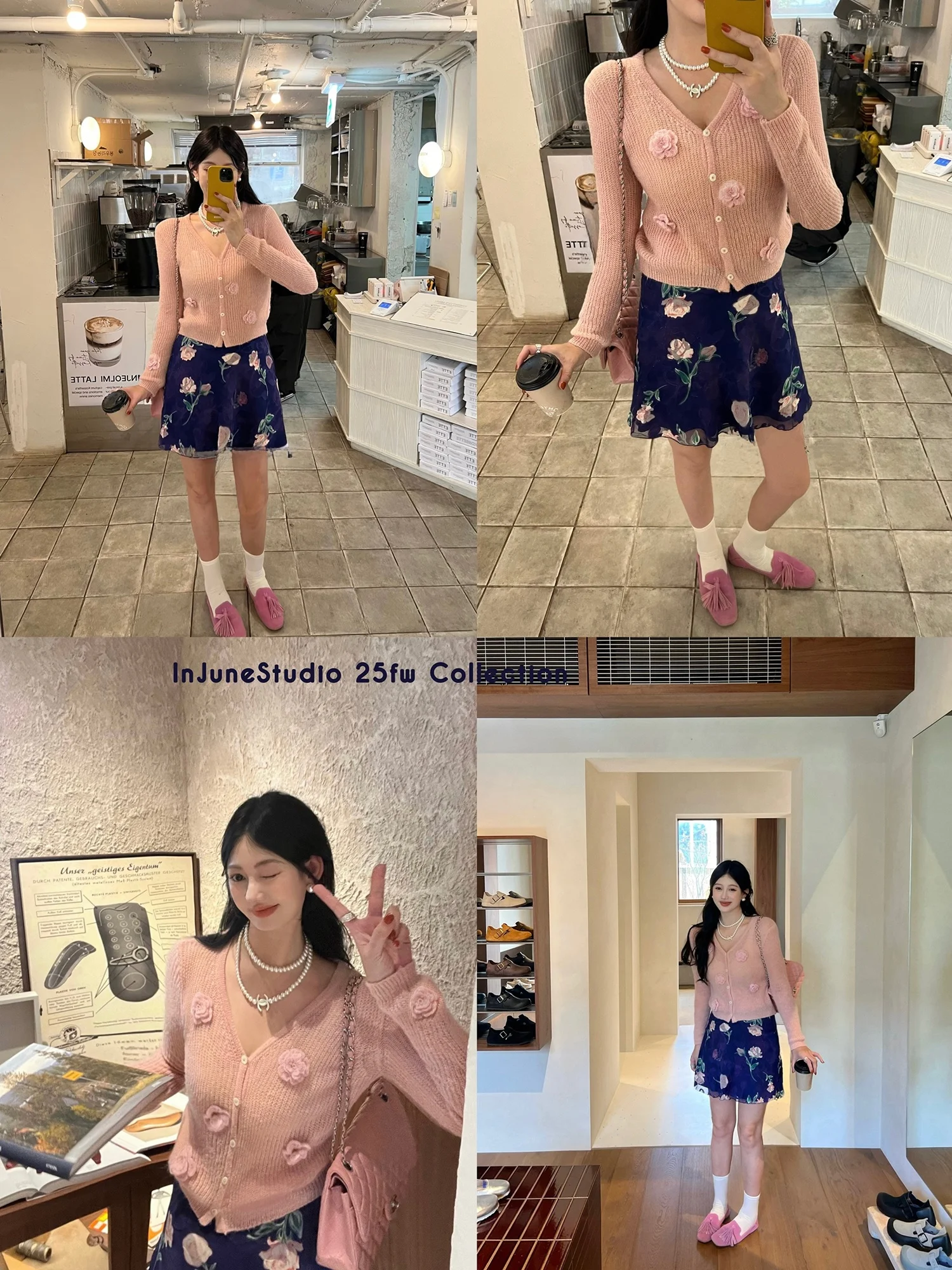 

Вязаный кардиган INJUNE с романтическим цветочным узором, женский дизайн, эффектная 3D-аппликация в виде цветов, открытая застежка