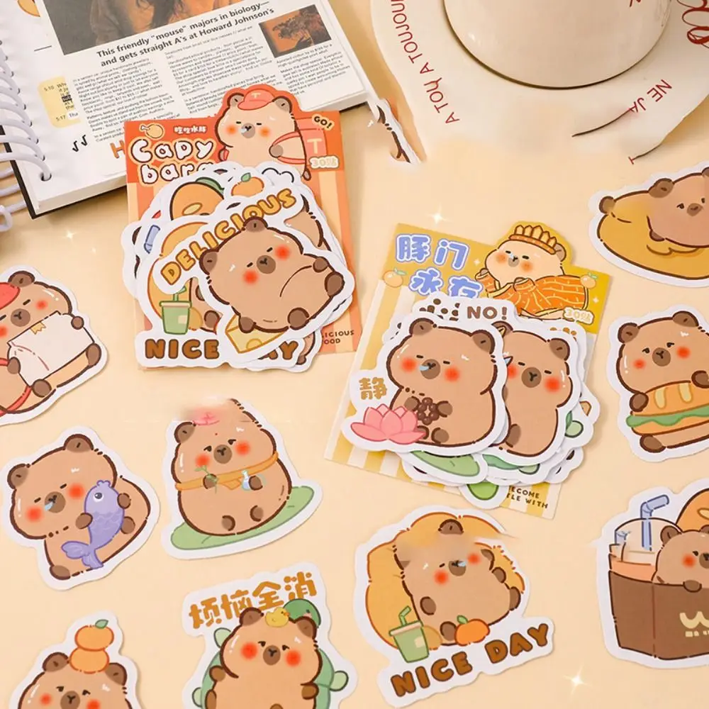 30 sheets/bag Kawaii Capybara Stickers Funny Waterproof DIY Scrapbook Decorative Multi-purpose Cute