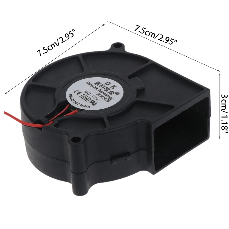 BBQ พัดลม PWM Blower 75X75X30มม.12V 0.36A Air Flow Powered พัดลม27ซม.สำหรับ3D เครื่องพิมพ์สำหรับปิคนิคตั้งค่าย Trip BBQ