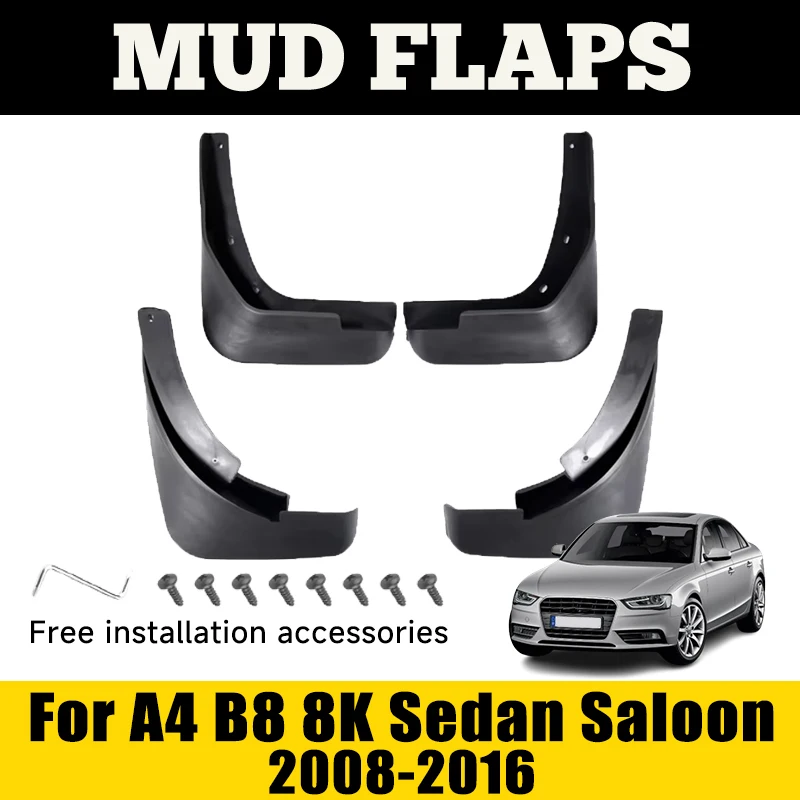 

4PCS Rear Mudguards For Audi A4 B8 8K Sedan Saloon 2008~2016 2009 Mudguards Mudflap Mud Guard Fenders Wheel Auto Car Accessories