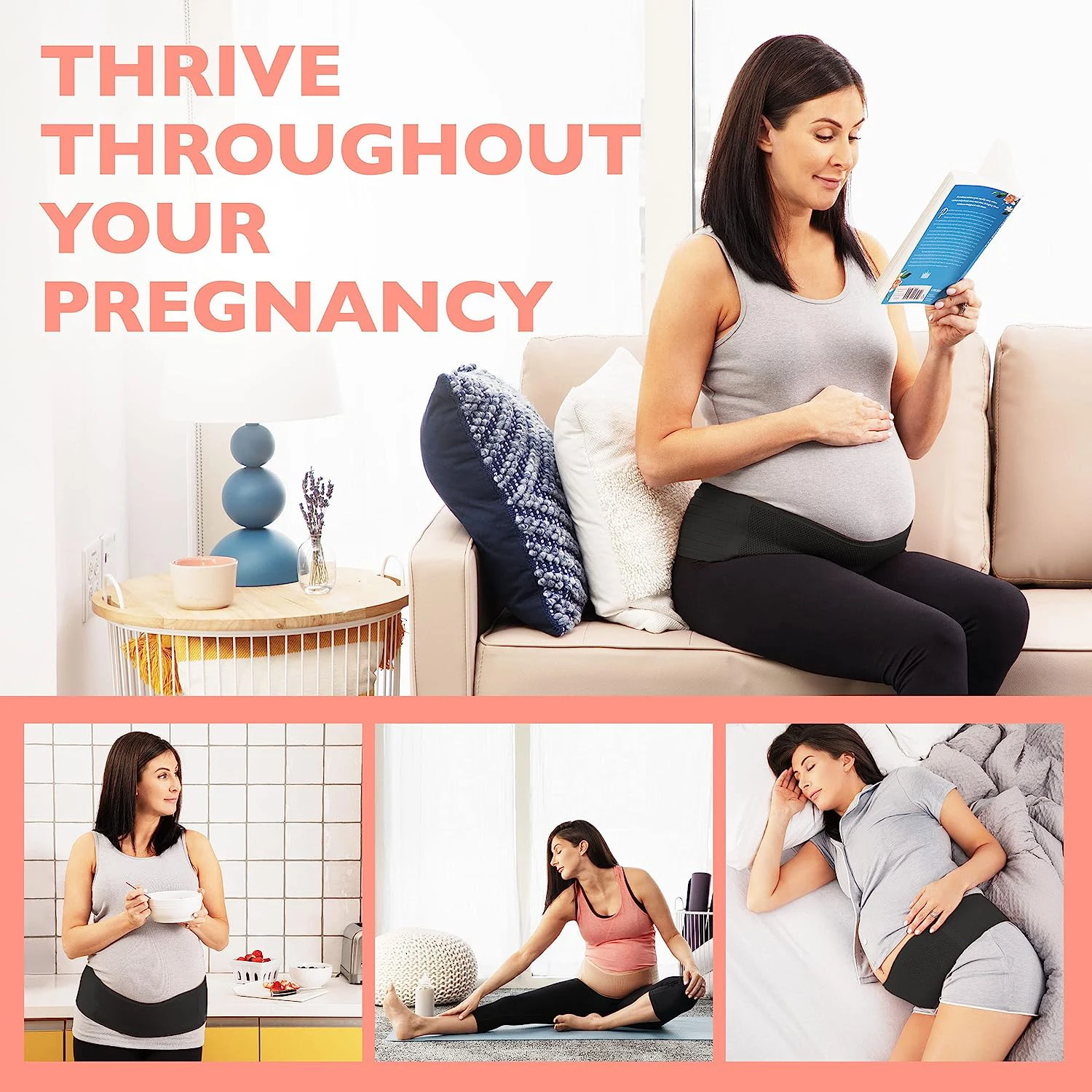 ZHUOHUA حزام دعم الحمل للبطن، الحوض، الخصر، تعانة الظهر، بطن الأمومة قابل للتعديل للنساء الحوامل