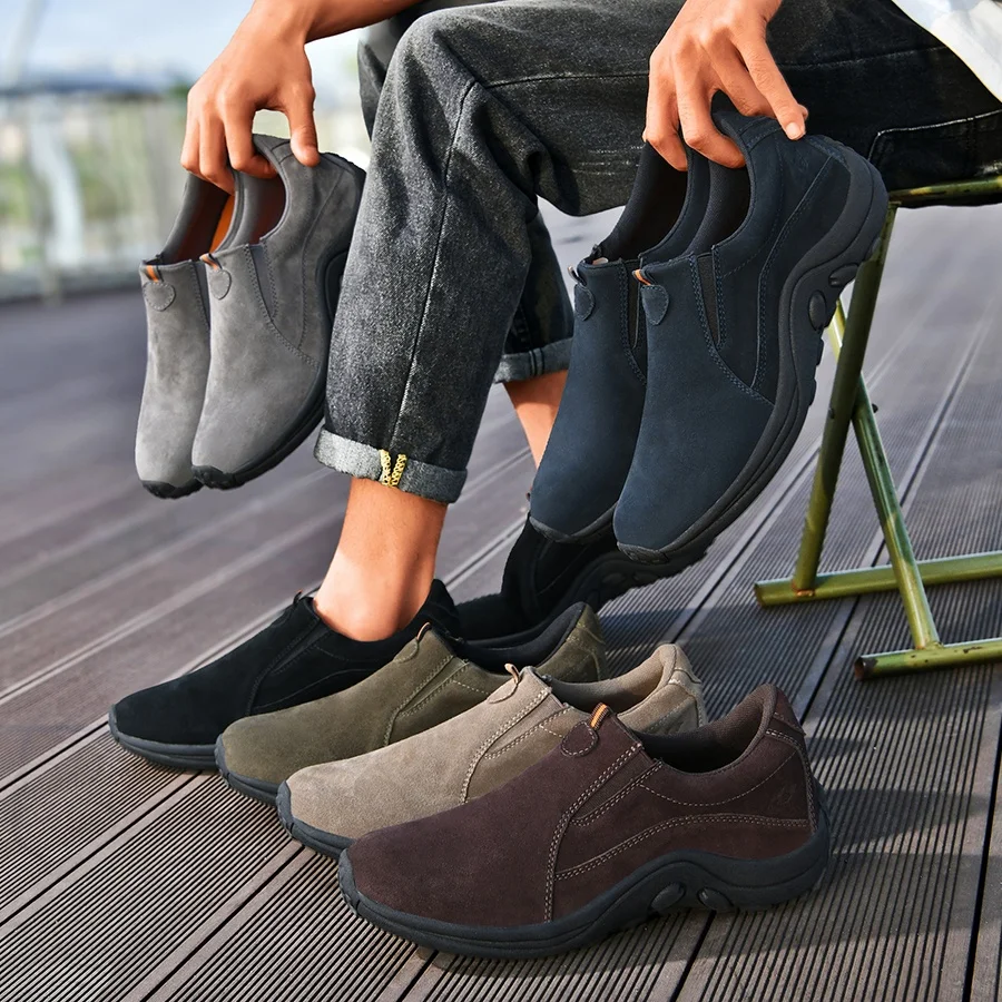 

Men's Slip-On 100% Genuine Leather Casual Shoes Elegant Moccasins en's Shoes, Anti-Slip Thick Sole for Daily Office & Walking