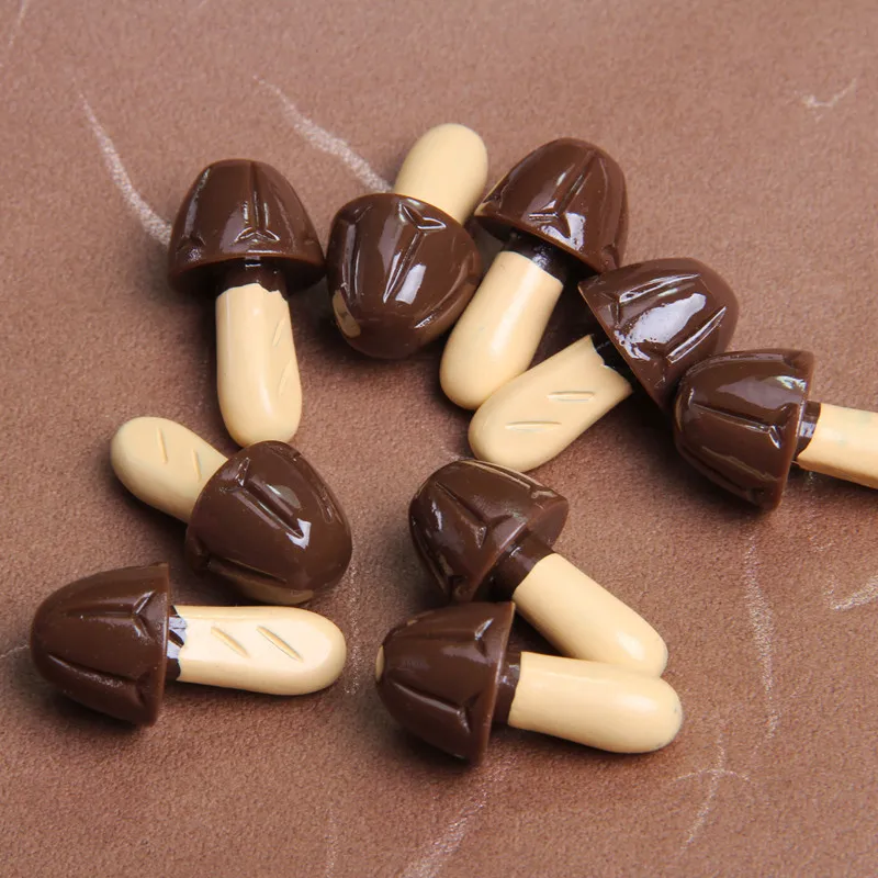 10pcs Simulation Mushroom Chocolate Snack Resin Charms Cute Cookies Crafts Pendant For Earring Keychain Diy Jewlery Make