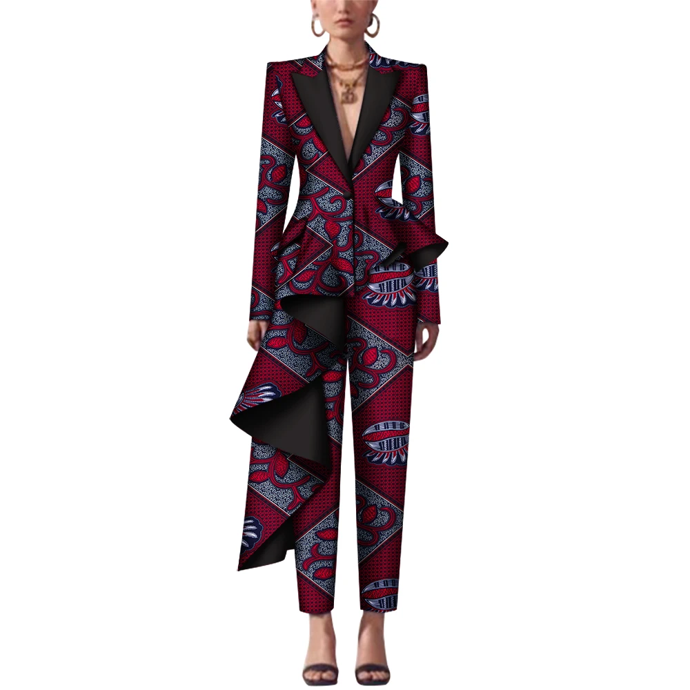 2 Pieces Set African Women Top and Pant Set Dashiki Print Trousers Sets African Women Clothing Blazer Set African Clothes WY7890