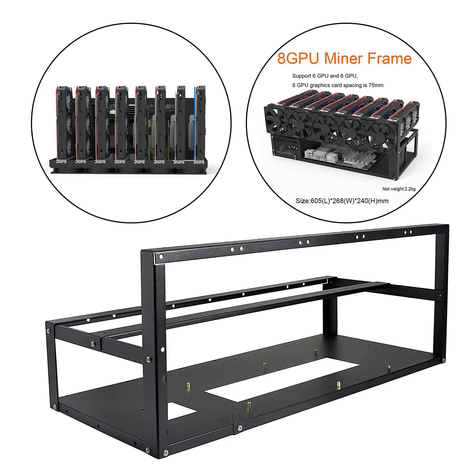

6/8 GPU Mining Rig Frame Rack GPU Card Case Miner Tools Frame Only