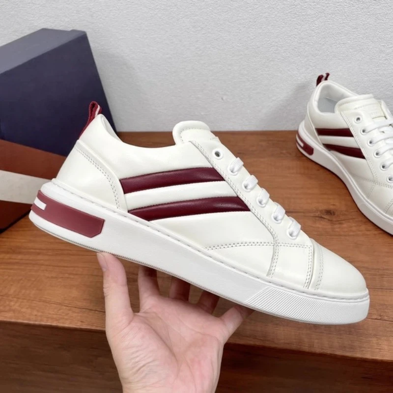 

Luxury Mens Leather Casual Sneakers Breathable Lightweight Low Top Shoes Non Slip Comfortable for Daily Commute Walking Travel