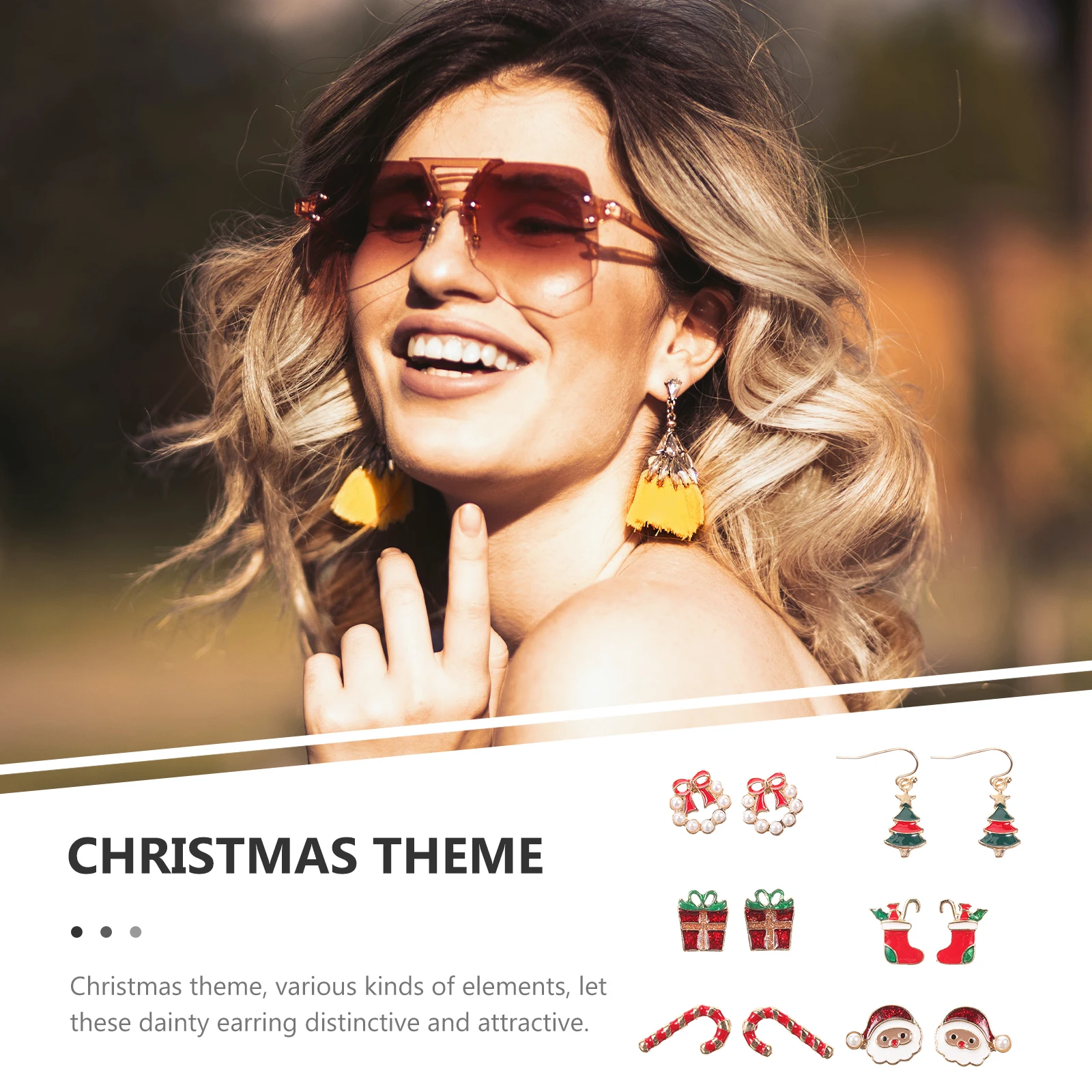 Set di orecchini natalizi per donne e ragazze, decorazioni festive per le orecchie pendenti in lega, accessori per festival regalo di gioielli alla moda