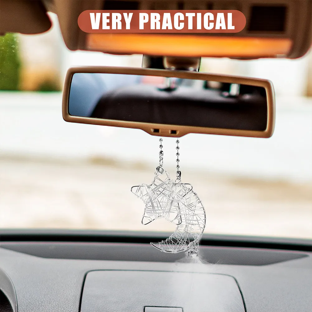 2Pcs Dream Catcher Car Ornament Star Moon Metal Rearview Mirror Pendant Easy Install Multiple Uses Dream Catcher for Car