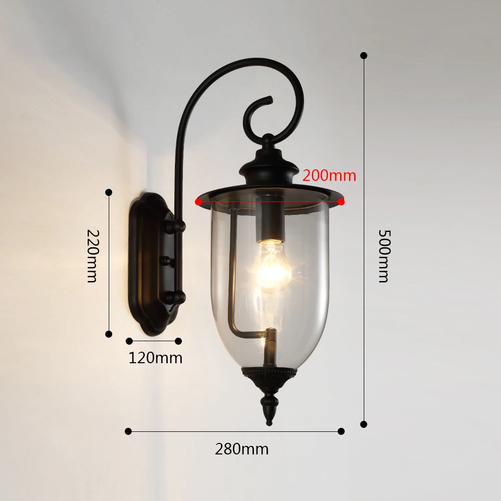 SANDIY Outdoor Glass Wall Lamp Exterior Garden Lighting Waterproof IP65 Retro Led Sconce Lights for House Porch&Corridor Street