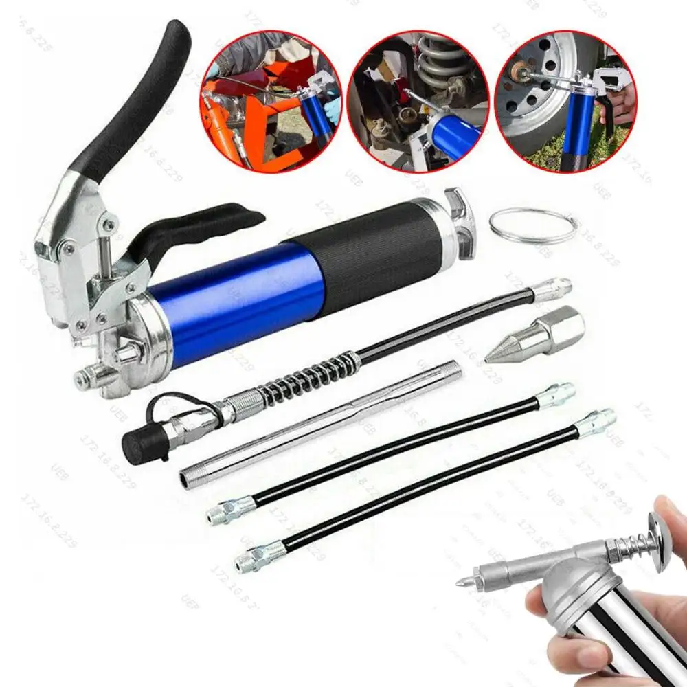 Manual Grip Grease Gun Aluminum Alloy Mini Grease Gun  1000PSI/6000-7000PSI Handheld Grease Filling with Flexible Hose Wholesale